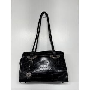 Vintage Y2K Croft & Barrow Black Purse Shoulder Bag Alligator Pattern Pockets